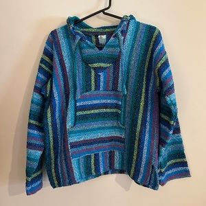 Vintage Authentic Baja Hoodie Pullover Rainbow